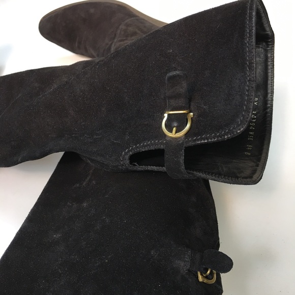 SALVATORE FERRAGAMO Suede Wedges Boots Size 8 1/2 - Picture 2 of 9